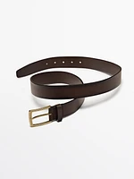 Nappa leather belt with rectangular buckle