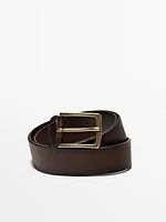 Nappa leather belt with rectangular buckle