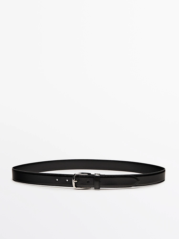 Nappa leather belt with topstitching detail