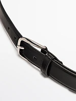 Nappa leather belt with topstitching detail