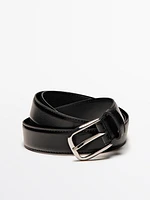 Nappa leather belt with topstitching detail