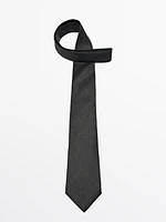 Silk and wool textured tie