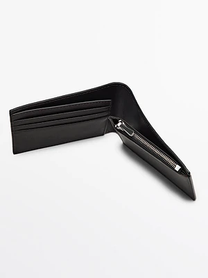 Portefeuille format paysage en cuir nappa
