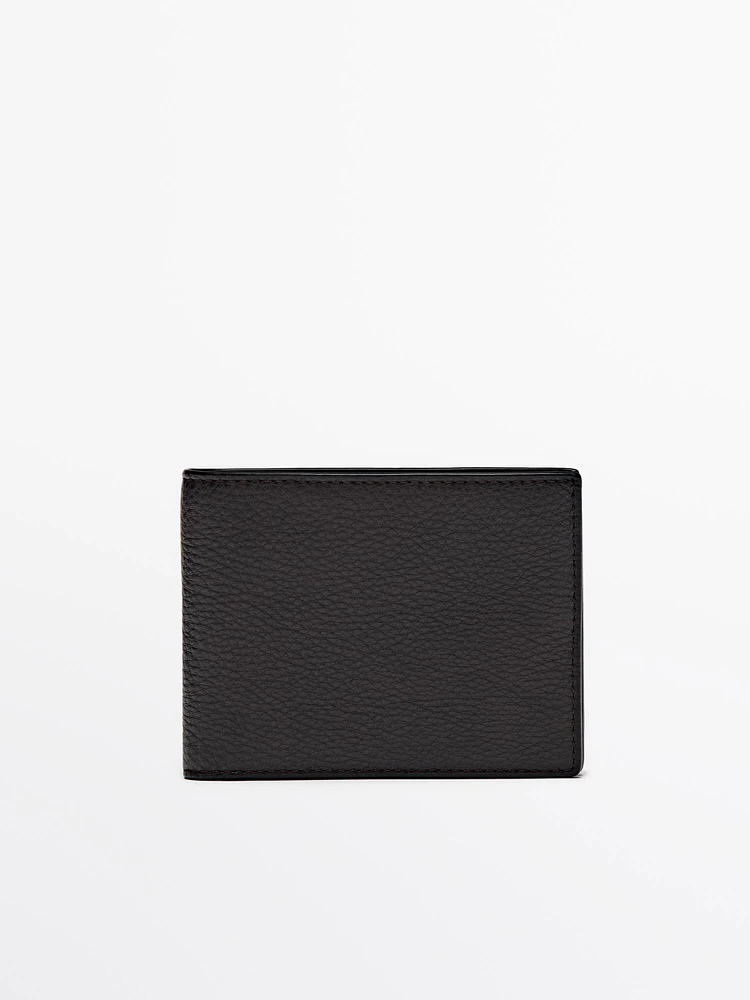 Portefeuille format paysage en cuir nappa