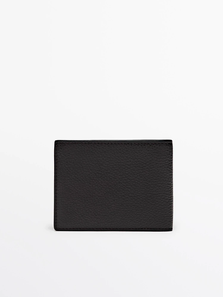 Portefeuille format paysage en cuir nappa