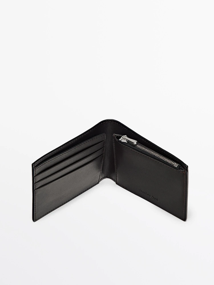 Portefeuille format paysage en cuir nappa
