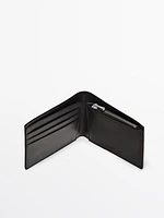 Portefeuille format paysage en cuir nappa