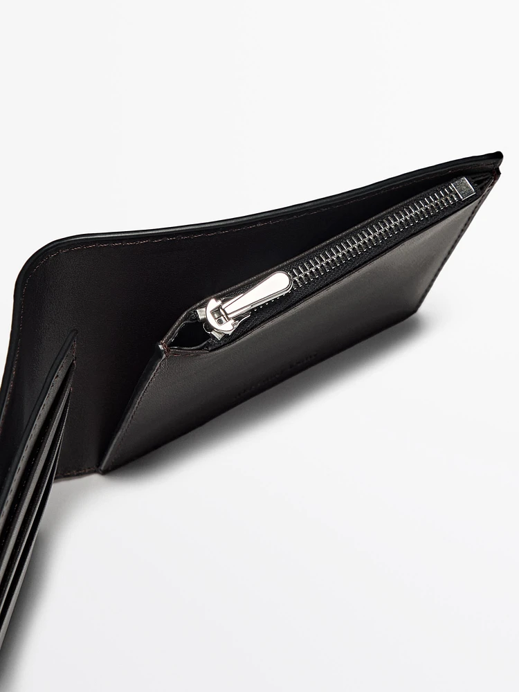 Portefeuille format paysage en cuir nappa