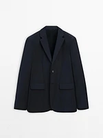 Brushed cotton micro-twill blazer