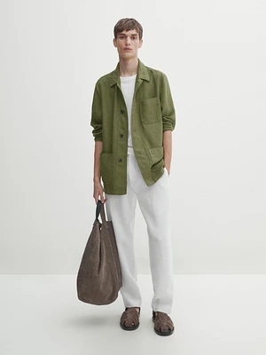 100% linen overshirt with pockets