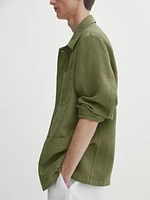 100% linen overshirt with pockets