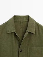 100% linen overshirt with pockets