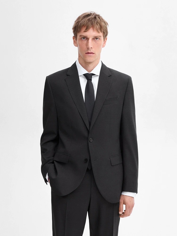 100% wool grey suit blazer