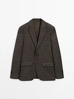 Wool blend flannel blazer