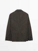 Wool blend flannel blazer