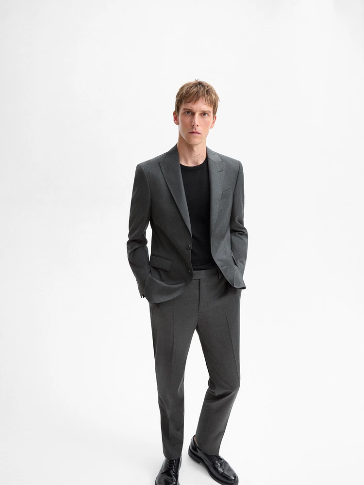 Plain 100% wool suit blazer