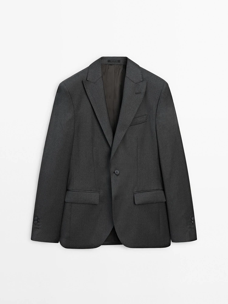 Plain 100% wool suit blazer