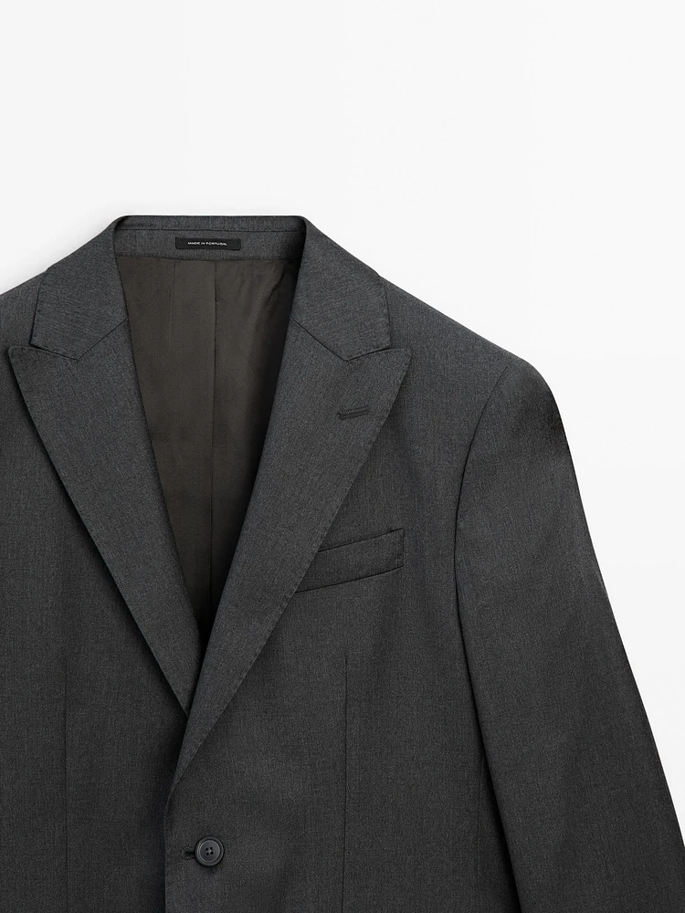 Plain 100% wool suit blazer