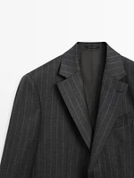 Striped flannel suit blazer