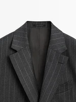 Striped flannel suit blazer