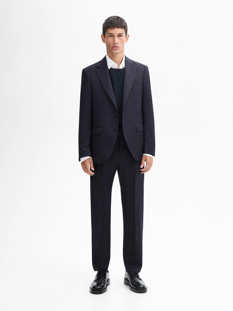 100% wool micro-herringbone suit blazer