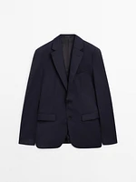 100% wool micro-herringbone suit blazer