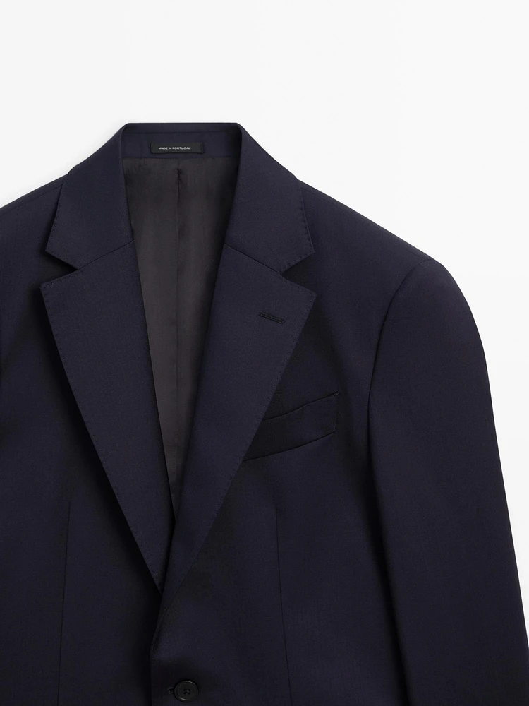 100% wool micro-herringbone suit blazer