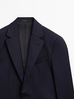 100% wool micro-herringbone suit blazer