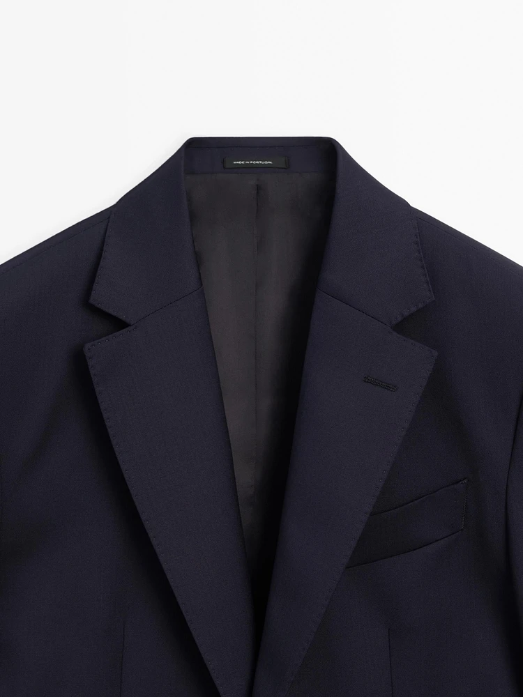 100% wool micro-herringbone suit blazer