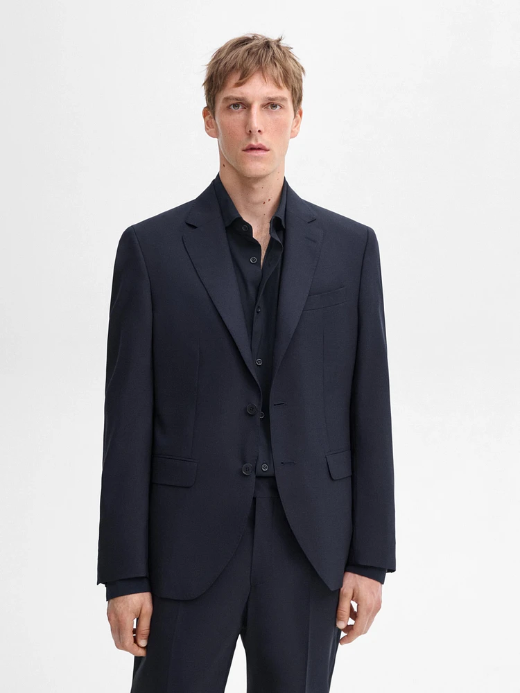 False plain wool suit blazer