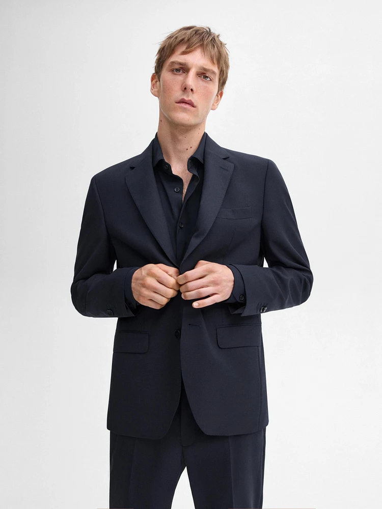 False plain wool suit blazer