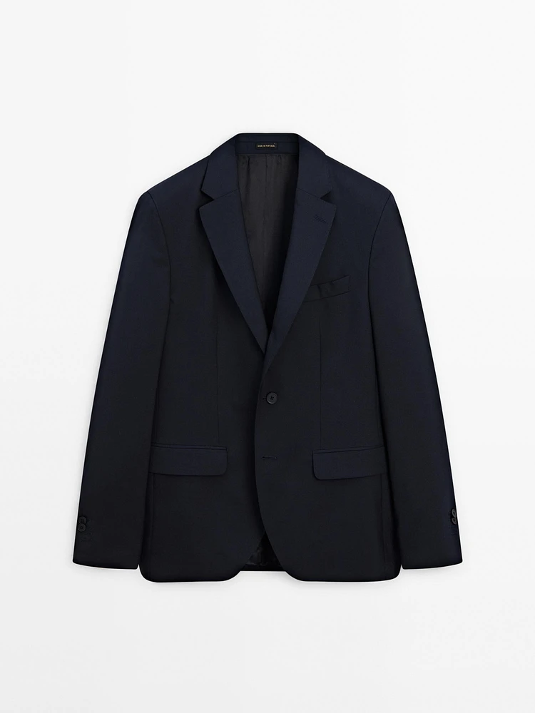 False plain wool suit blazer