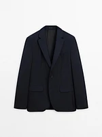 False plain wool suit blazer