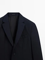 False plain wool suit blazer