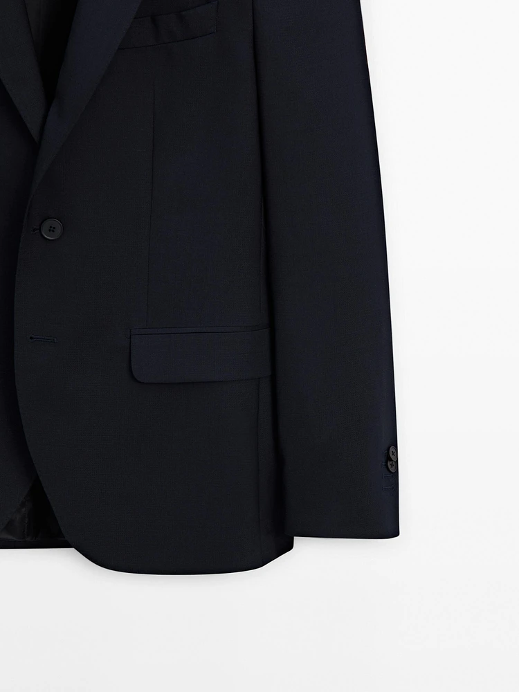 False plain wool suit blazer