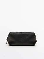 Nappa leather toiletry bag with zip