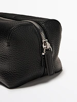 Nappa leather toiletry bag with zip