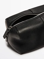 Nappa leather toiletry bag with zip