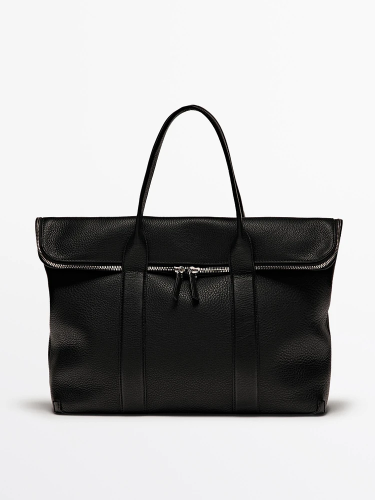 Soft grainy leather briefcase