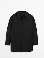 Technical wool blend trench coat with reversible detail