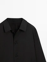 Technical wool blend trench coat with reversible detail