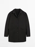 Technical wool blend trench coat with reversible detail