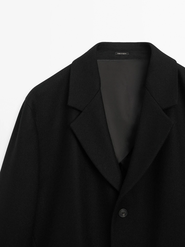 Black stand collar single breasted long wool coat 2478 Black stand collar single breasted long wool coat 2478