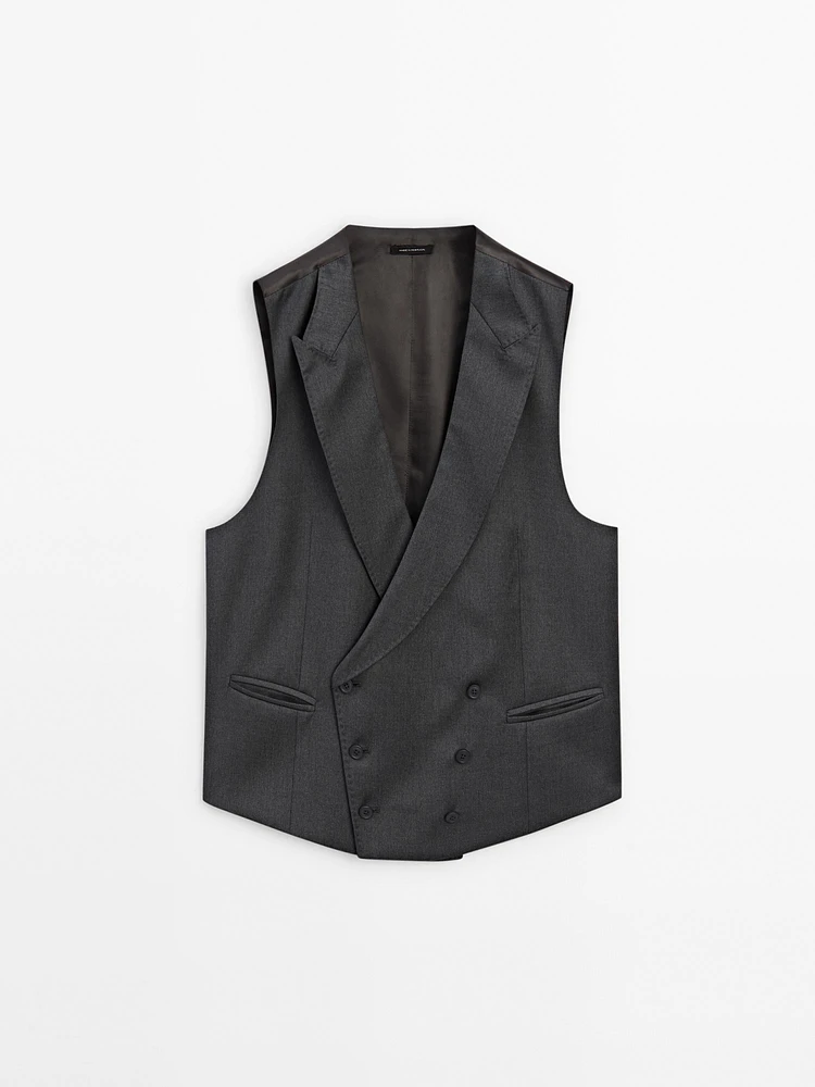 Plain 100% wool suit waistcoat