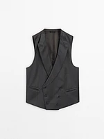 Plain 100% wool suit waistcoat