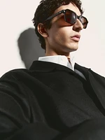 Rectangular tortoiseshell-effect sunglasses