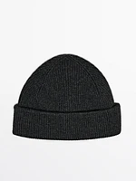 Ribbed beanie with turn-up detail