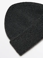 Ribbed beanie with turn-up detail