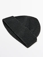 Ribbed beanie with turn-up detail