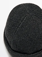 Ribbed beanie with turn-up detail